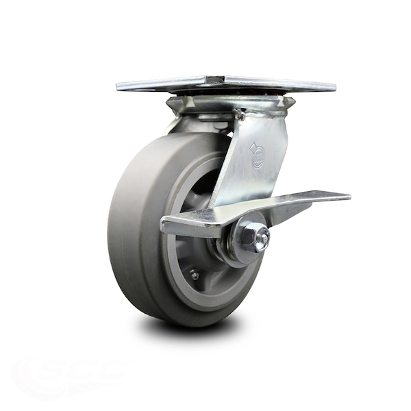 6 Inch Heavy Duty Thermoplastic Rubber Caster with Ball Bearing and Brake SCC
